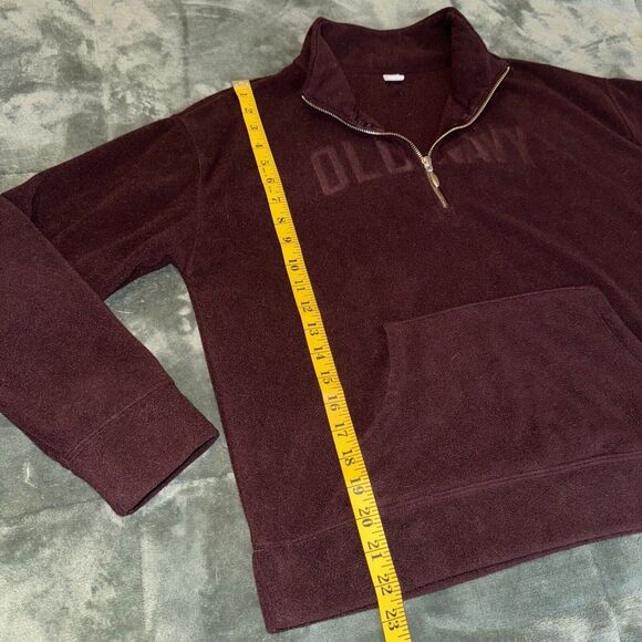 Old Navy Fleece Sweatshirt Mens Medium Brown Mock Neck 1/4 Zip Pullover - Picture 4 of 7